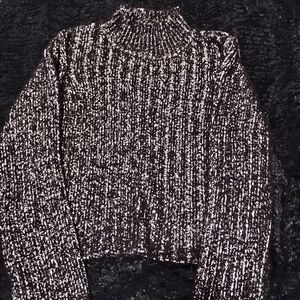 Steve Madden Black and White Cowl Neck Sweater